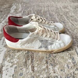 White and Red Star Sneakers